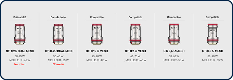 La liste des compatibilité résistance de l'Armour Ultra Vaporesso La liste des compatibilité résistance de l'Armour Ultra Vaporesso